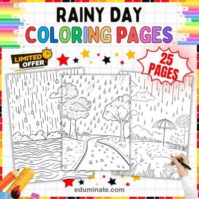 Rain Coloring Pages Spring Showers Weather Art Activity Sheets Pack for Kids — resource cover