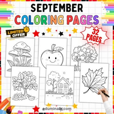 Printable September Coloring Pages Fall Weather Activity Sheets Pack Kids — resource cover