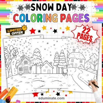 Snow Day Coloring Pages Winter Blizzard Fun Activity Sheets Pack for Kids — resource cover