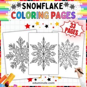 Snowflake Coloring Sheets Bundle | Winter Ice Crystals and Snow Day Sheets page 3