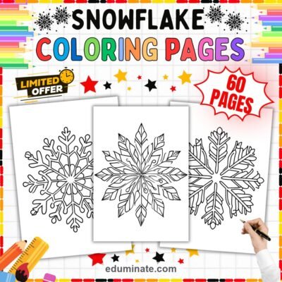 Printable Snowflake Coloring Pages 60 Nature Ice Crystal Winter Art Sheets — resource cover