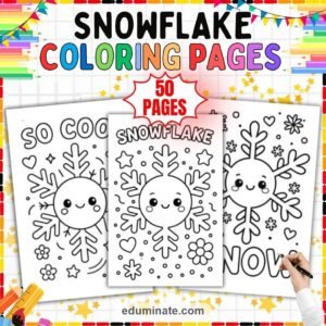 Snowflake Coloring Sheets Bundle | Winter Ice Crystals and Snow Day Sheets page 5