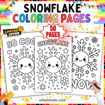 Cute Snowflake Coloring Pages 50 Smiling Winter Ice Art Activity Worksheets — resource cover