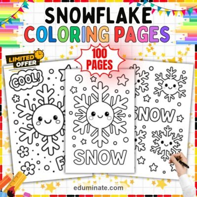 Snowflake Coloring Pages 100 Cute Winter Crystal Art Activity Worksheets Sheets — resource cover
