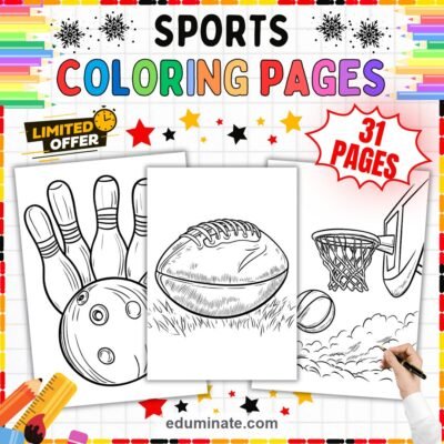 Printable Sports Coloring Pages Team Games and PE Activity Pack for Kids Fun — resource cover