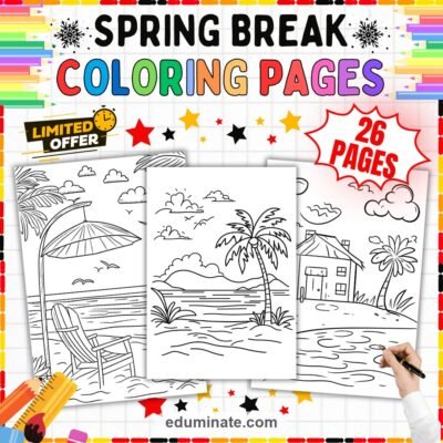 Beach Coloring Pages 26 Tropical Spring Break Vacation Art Activity Sheets — resource cover