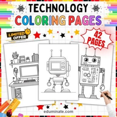 Technology Coloring Pages Modern Computers and Gadgets Activity Sheets Kids — resource cover