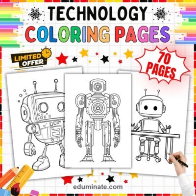STEM Technology Coloring Pages Robotics and Coding Activity Sheets for Kids — resource cover