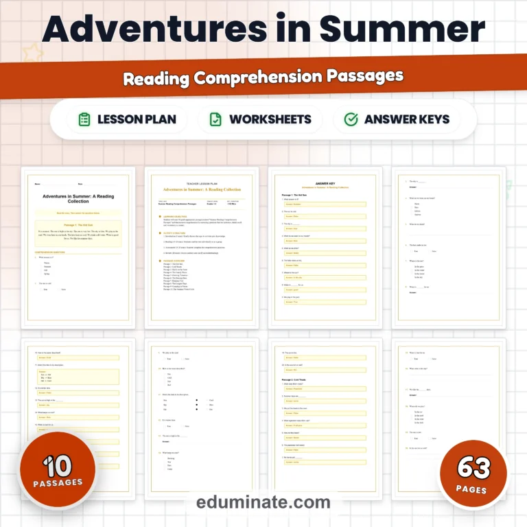 Seasonal Worksheets Bundle | Summer, Fall, Spring and Back to School Passages cover 3