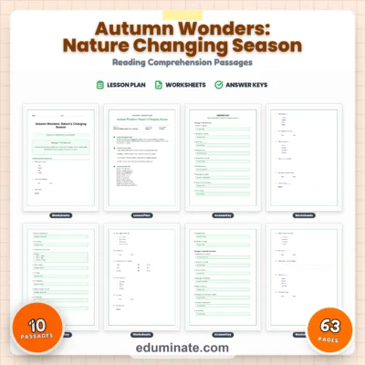 Autumn Nature Reading Comprehension Passages Worksheets Grades 1-5 Printables — resource cover
