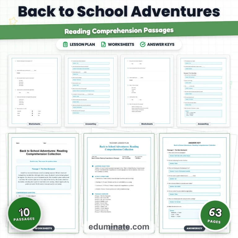 2nd Grade Worksheets Bundle | Reading, Grammar and Math Packs cover 6