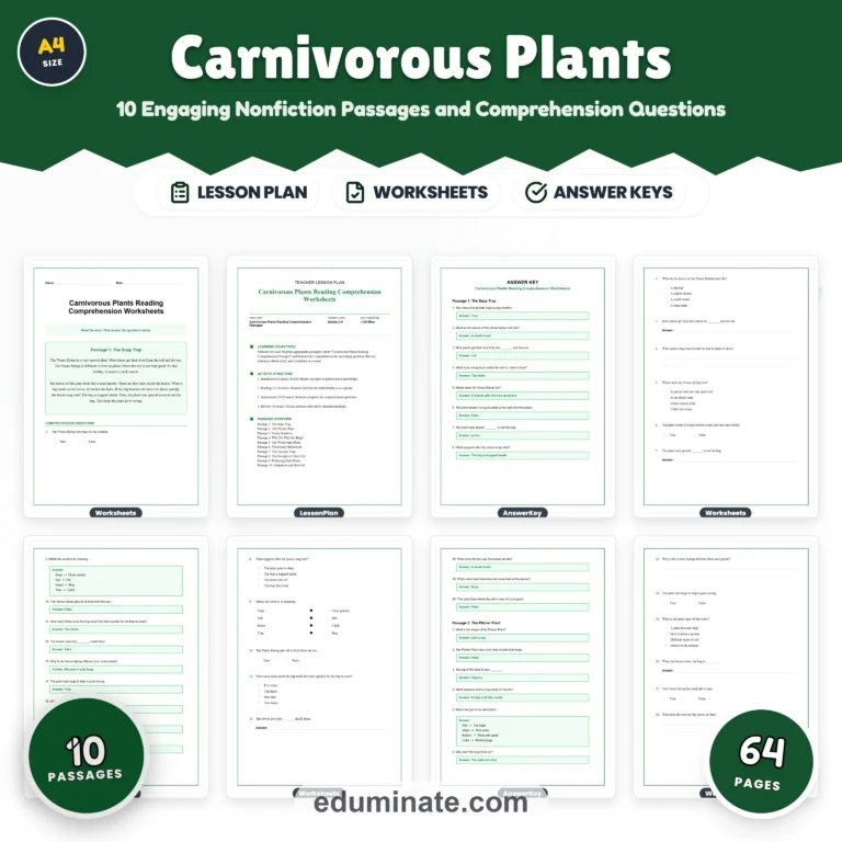 Plants Worksheets Bundle | Plant Life Cycles, Carnivorous Plants and Growing Food cover 3