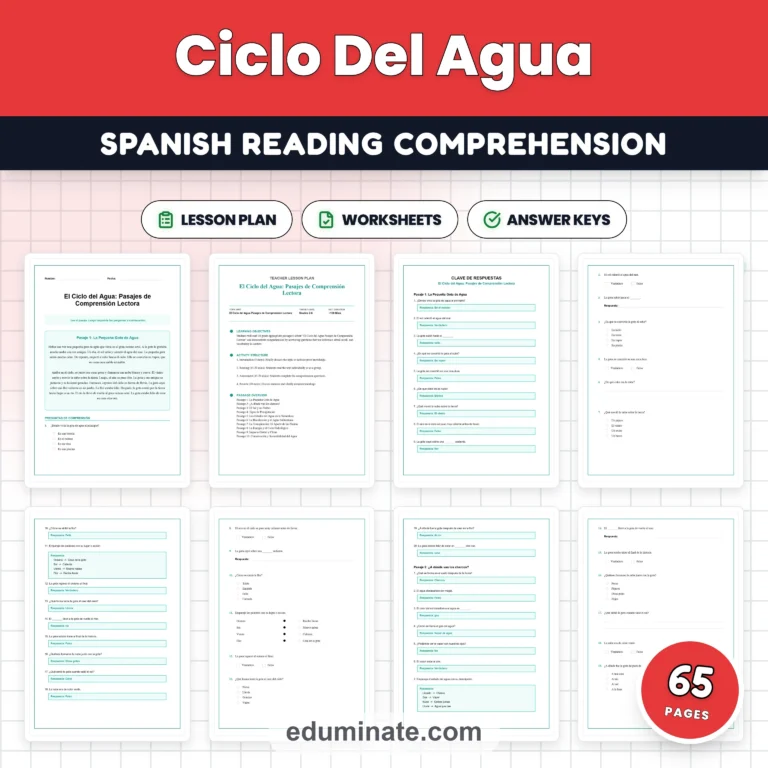 Spanish Worksheets Bundle | Spanish Reading Passages With Questions cover 5