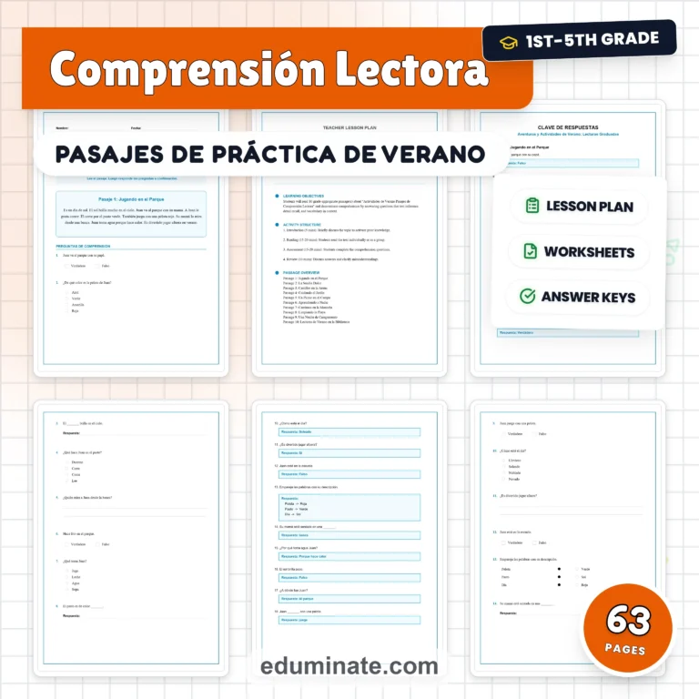 Spanish Worksheets Bundle | Spanish Reading Passages With Questions cover 1