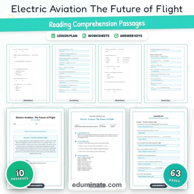 Electric Aviation Reading Comprehension Passages And Questions Worksheets Set — resource cover