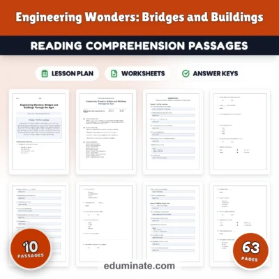 Bridges and Buildings Reading Comprehension Passages Worksheets Grades 2-6 Pages — resource cover