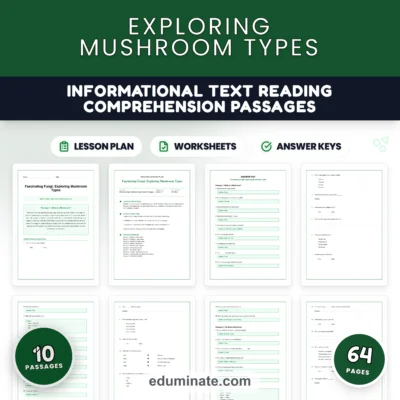 Mushroom Types Reading Comprehension Passages and Questions for Grades 3-7 — resource cover