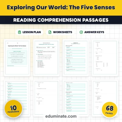 Exploring the Five Senses Reading Comprehension Passages and Questions 1-5 — resource cover
