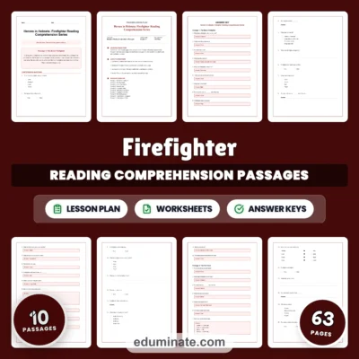 Firefighter Reading Comprehension Passages and Questions for Grades 1 to 5 — resource cover