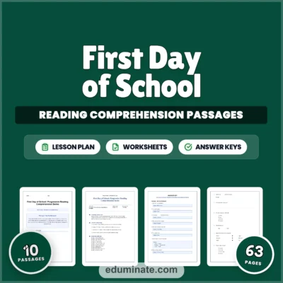 First Day of School Reading Comprehension Passages and Questions Grades 1-10 — resource cover