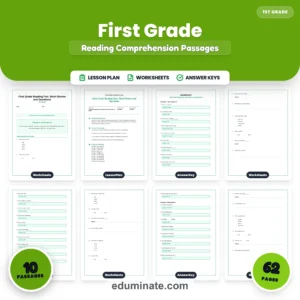 1st Grade Worksheets Bundle | Reading, Phonics, Math and Grammar Packs page 1