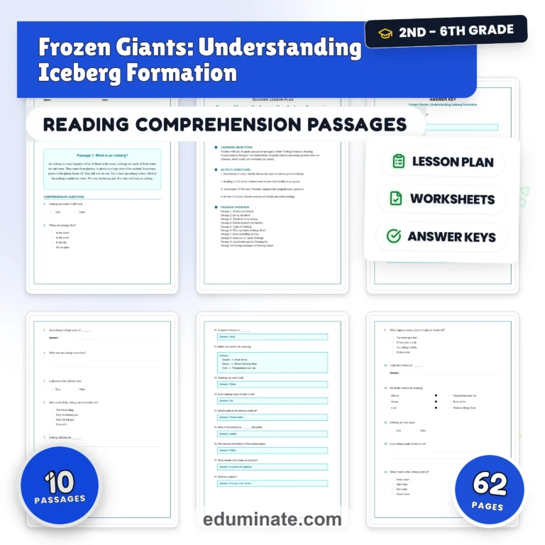 Polar Regions Reading Comprehension Bundle | Arctic, Penguins, Glaciers and Icebergs cover 5