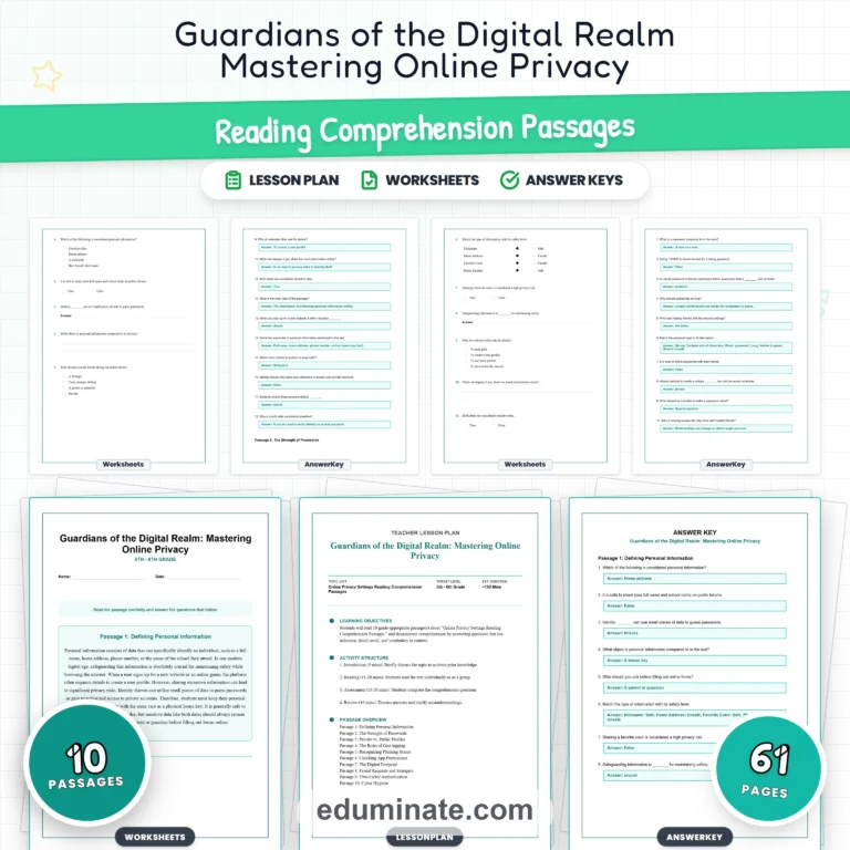 Internet Safety Reading Comprehension Bundle | Digital Citizenship and Cyber Safety Passages cover 3