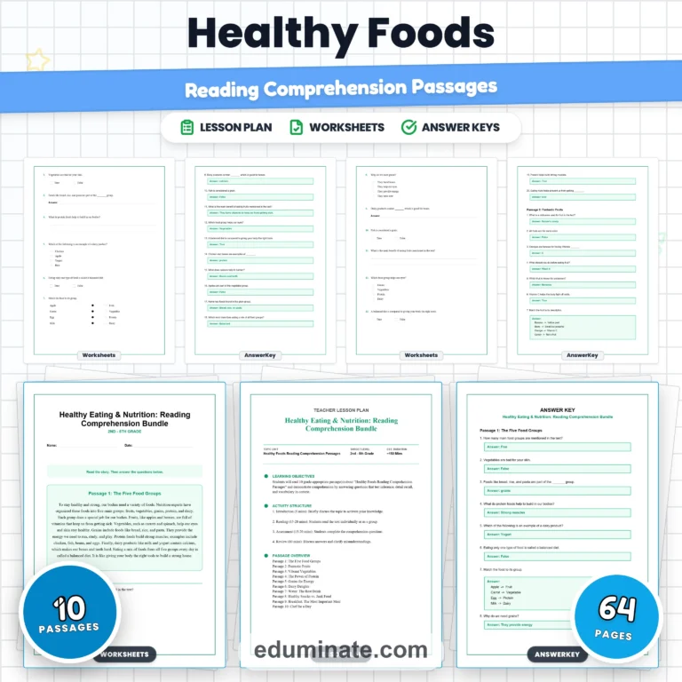 Human Body Worksheets Bundle | Nutrition, Body Systems, Sleep and First Aid cover 1