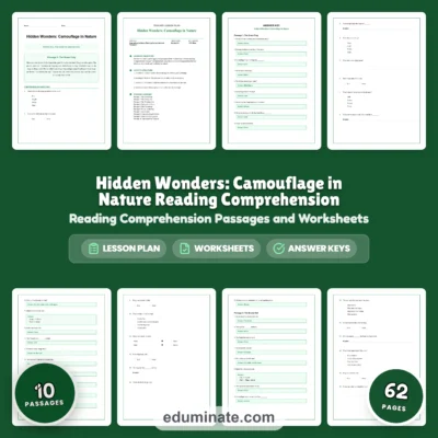 Camouflage in Nature Reading Comprehension Passages and Questions Grades 2-6 — resource cover