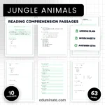 Jungle Animals Reading Comprehension Passages and Questions for Grades 2-6 cover