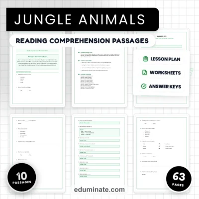 Jungle Animals Reading Comprehension Passages and Questions for Grades 2-6 — resource cover