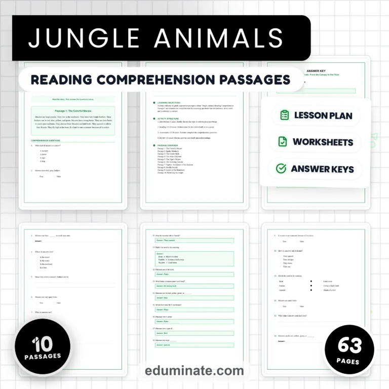 Animal Worksheets Bundle | Habitats, Bats, Camels, Rainforest and Endangered Animals cover 8