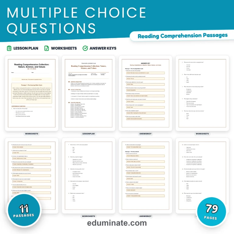 4th Grade Worksheets Bundle | Reading Comprehension and Grammar Packs cover 8