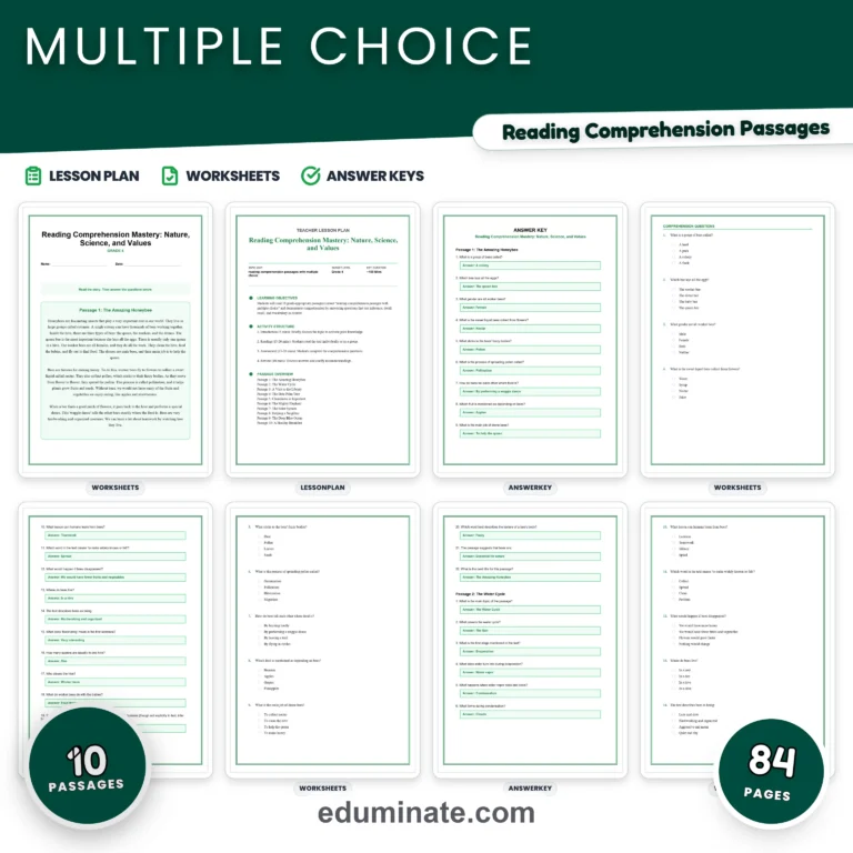 4th Grade Worksheets Bundle | Reading Comprehension and Grammar Packs cover 1