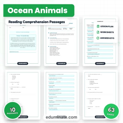 Ocean Animals Reading Comprehension Passages And Questions Printable Pack — resource cover