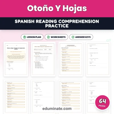 Spanish Fall Reading Comprehension Passages and Worksheets for Grades 1-5 — resource cover