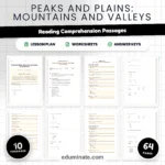 Mountains and Valleys Reading Comprehension Passages and Questions Grades 2-6 cover