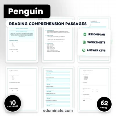 Penguin Reading Comprehension Passages Science Worksheets for 1st to 5th Grade — resource cover