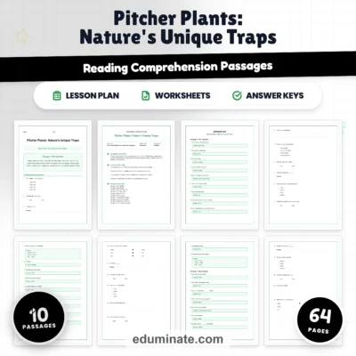 Pitcher Plant Reading Comprehension Passages Science Worksheets 2nd 6th Grade — resource cover