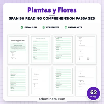 Spanish Plants Reading Passages - Printable Pages with Questions Grades 2-6 — resource cover