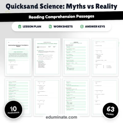 Quicksand Science Reading Comprehension Passages STEM Worksheets 3rd 8th Grade — resource cover