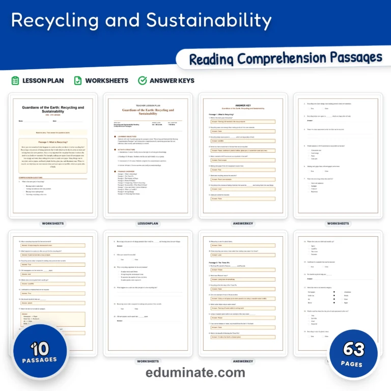 Pollution Worksheets Bundle | Recycling, Clean Water and Environment Passages cover 3