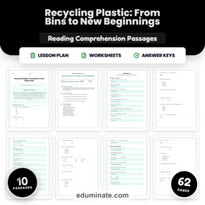 Pollution Worksheets Bundle | Recycling, Clean Water and Environment Passages page 4