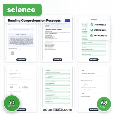 Fourth Grade Science Reading Comprehension Passages Elementary Science Unit — resource cover