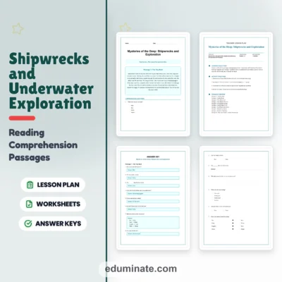 Shipwrecks and Underwater Exploration Reading Passages Worksheets 3rd 7th Grade — resource cover