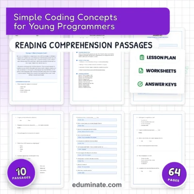 Coding Worksheets: Reading Comprehension Passages with Answer Keys, Grades 3-5 — resource cover
