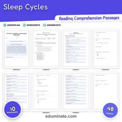 Sleep Cycles Reading Comprehension Passages and Science Worksheets Resource — resource cover