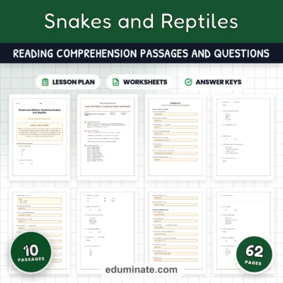 Reptiles Worksheets: Reading Comprehension Passages with Answer Keys, Grades 2-6 — resource cover