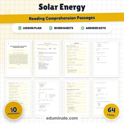 Solar Energy Reading Comprehension Passages Science Worksheets 6th 8th Grade — resource cover