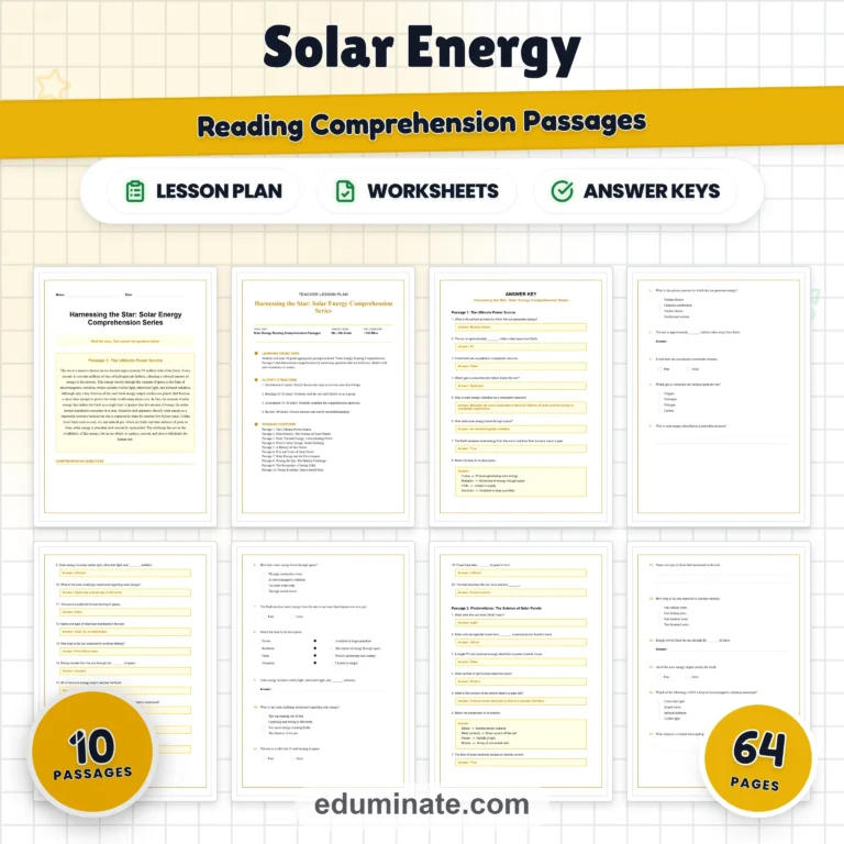 Renewable Energy Reading Comprehension Bundle | Solar, Wind and Geothermal Energy Passages cover 2
